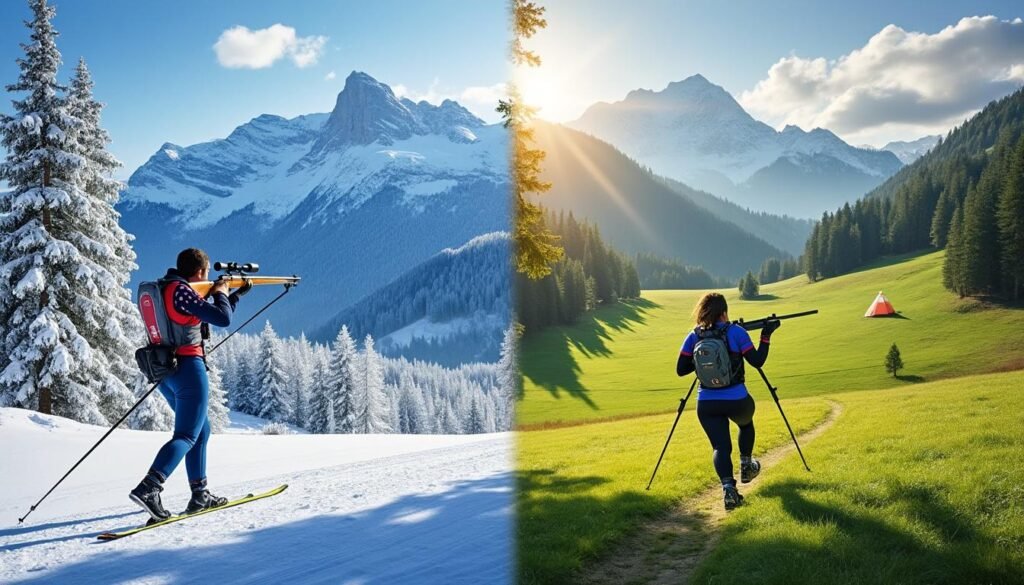 explorez le biathlon d’été et d’hiver, la discipline phare du vercors alliant ski, tir et endurance. découvrez ses activités, ses paysages uniques et vivez une expérience sportive inoubliable toute l'année.