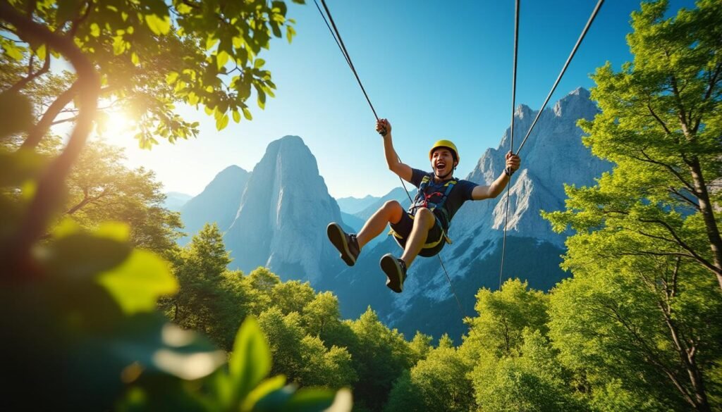 vivez des sensations fortes inoubliables avec la tyrolienne du vercors, survolant la magnifique forêt pour une aventure unique en pleine nature.
