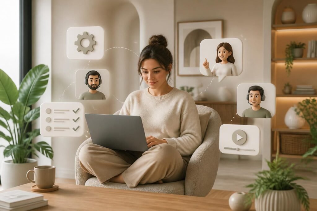 explorez en détail les services proposés par cette plateforme d'aide en ligne à domicile, dédiée à faciliter votre quotidien grâce à un accompagnement personnalisé et accessible.